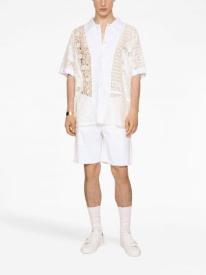 Džínové šortky s třásněmi Dolce & Gabbana bílé