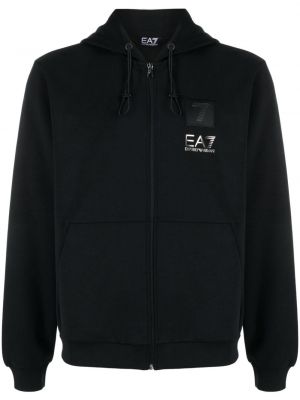 Jacke mit kapuze mit print Ea7 Emporio Armani schwarz
