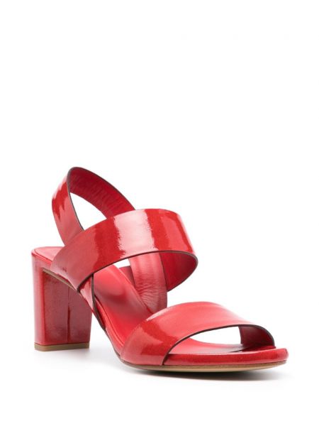 Lakierowane sandały skórzane Del Carlo czerwone