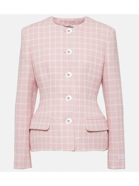 Καρό μπουφάν tweed Versace ροζ