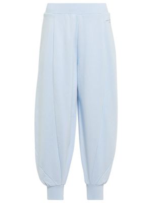 Bavlnené teplákové nohavice s vysokým pásom Stella Mccartney modrá