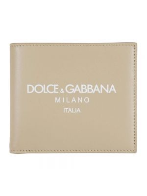 Portfel skórzany Dolce And Gabbana beżowy