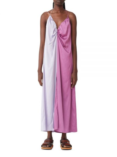 Фиолетовое атласное платье миди Blanca