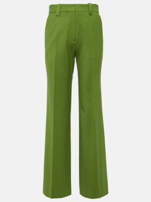 Gyapjú egyenes szárú nadrág Victoria Beckham zöld