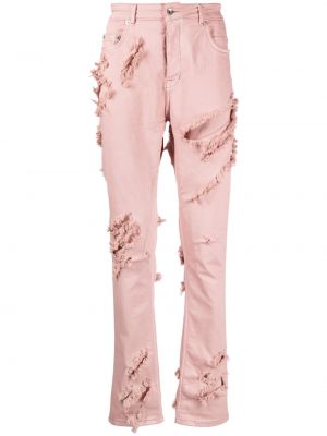 Kitsa lõikega teksapüksid distressed Rick Owens Drkshdw roosa