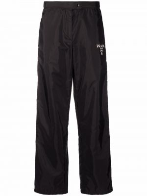 Найлонови спортни панталони на райета Prada черно