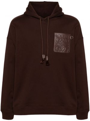 Pamučna hoodie s kapuljačom Loewe smeđa