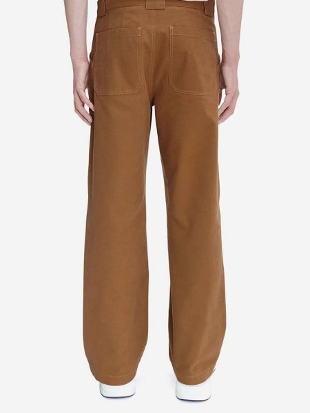 Jednobarevné bavlněné kalhoty A.p.c. hnědé