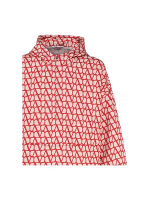 Jedwabna bluza z kapturem Valentino Garavani czerwona