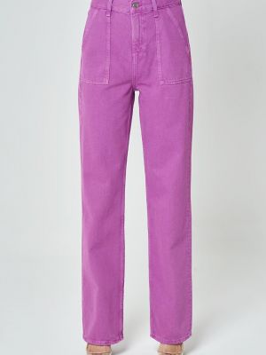 Прямые брюки с высокой талией на молнии с карманами Cross Jeans фиолетовые