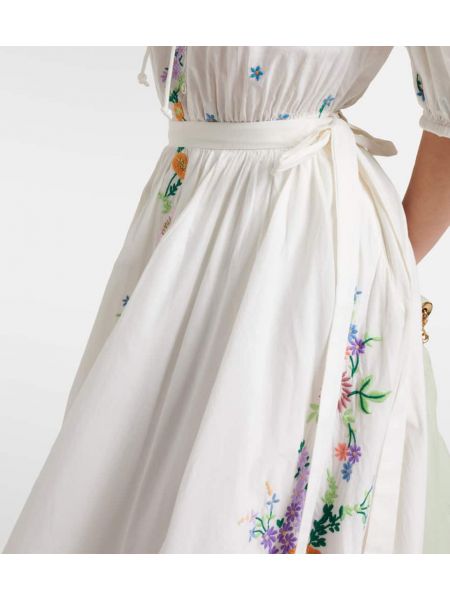 Bavlněné dlouhá sukně s výšivkou Alemais bílé