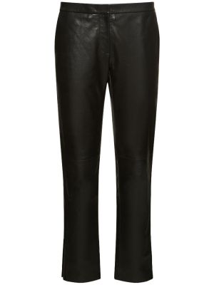 Usnjene ravne hlače z nizkim pasom iz umetnega usnja Alberta Ferretti črna
