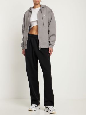 Mikina s kapucňou na zips Adidas By Stella Mccartney sivá