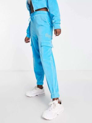Велюровые брюки карго с принтом Asyou синие