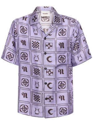 Camisa de seda manga corta Nanushka violeta