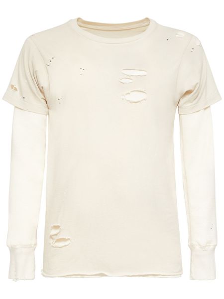 Camiseta desgastada de algodón de tela jersey Maison Margiela