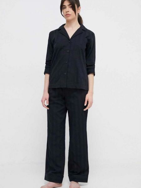 Памучна пижама Lauren Ralph Lauren черно