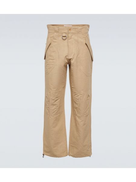 Pantalones rectos de lino de algodón Ranra beige
