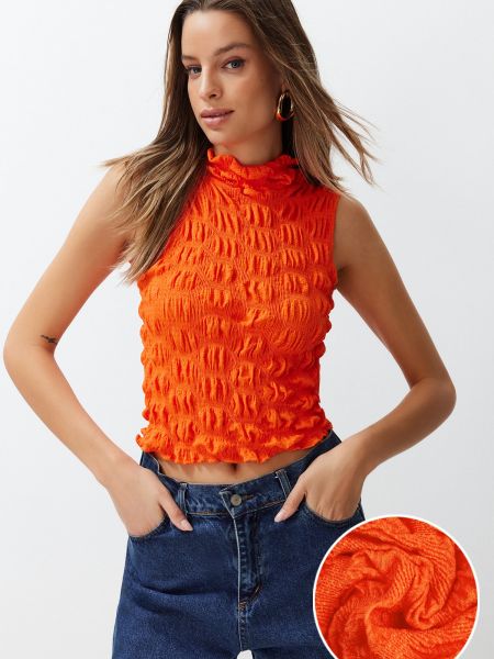 Bluză cu croială ajustată tricotate Trendyol portocaliu