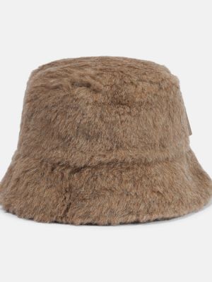 Svilena vunena kapa od alpake Max Mara smeđa