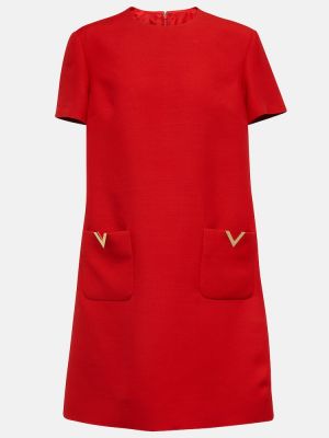 Mini robe en laine en soie en crêpe Valentino rouge