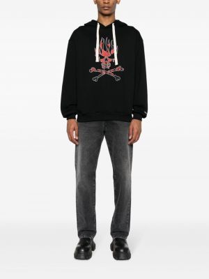 Kokvilnas kapučdžemperis ar apdruku Vision Of Super melns