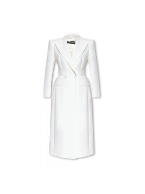 Dwurzędowy płaszcz wełniany Dolce And Gabbana biały