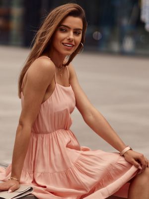 Φόρεμα με βολάν Fasardi ροζ