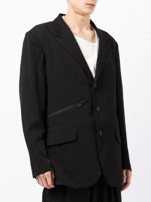 Bavlněné sako na zip Yohji Yamamoto černé