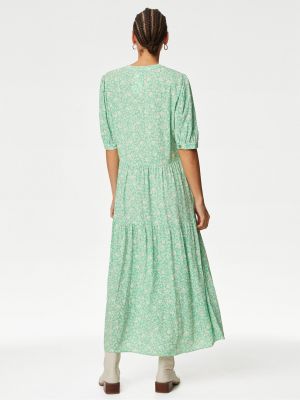 Květinové midi šaty Marks & Spencer zelené