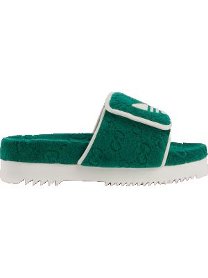 Хлопковые сандалии на платформе Adidas зеленые