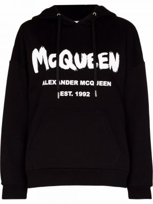 Overdimensjonert trykt hettegenser Alexander Mcqueen svart