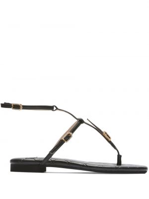 Krištáľové kožené sandále s prackou N°21 čierna