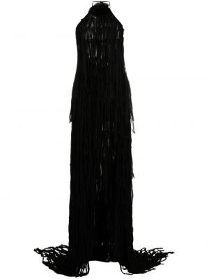 Αμάνικη μάξι φόρεμα με κρόσσια Blumarine μαύρο