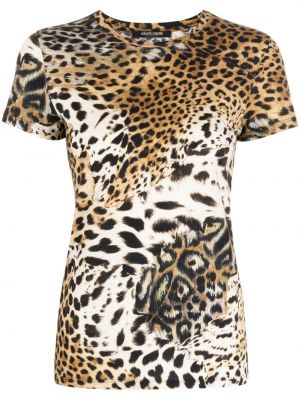 T-shirt à imprimé et imprimé rayures tigre Roberto Cavalli marron