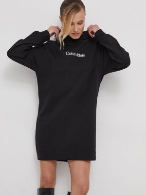 Pamučna mini haljina oversized Calvin Klein crna