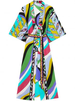 Svilena srajčna obleka s potiskom z abstraktnimi vzorci Pucci