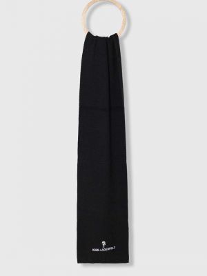 Черный шерстяной шарф с аппликацией Karl Lagerfeld