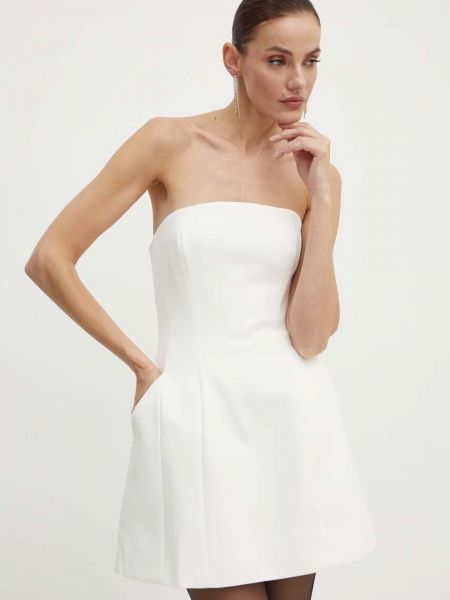 Sukienka mini dopasowana Bardot biała
