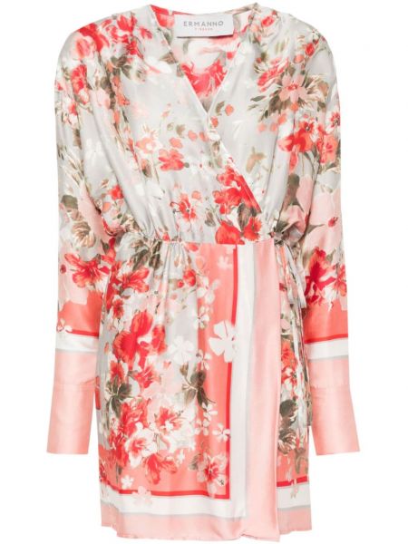 Obleka s cvetličnim vzorcem s potiskom Ermanno Firenze siva