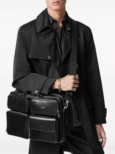 Iš natūralios odos nešiojamo kompiuterio krepšys su kišenėmis Versace