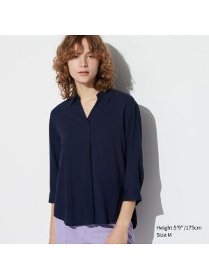 Шелковая блузка Uniqlo синяя