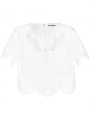 Памучна блуза Self-portrait бяло