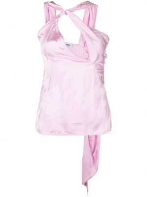 Сатенена блуза The Attico розово