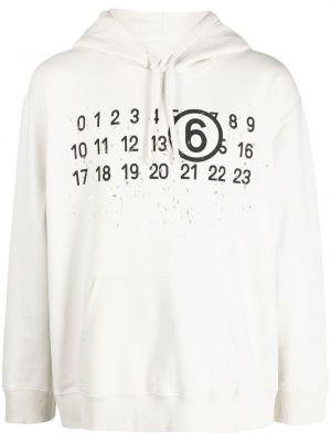 Distressed hoodie mit print Mm6 Maison Margiela weiß