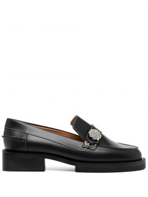 Pantofi loafer cu toc de cristal Ganni negru