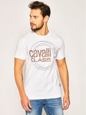 Priliehavé tričko Cavalli Class biela