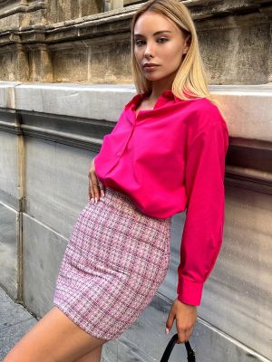 Mini suknja s patentnim zatvaračem Trend Alaçatı Stili ružičasta