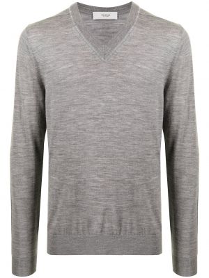 Jersey de lana merino con escote v de tela jersey Pringle Of Scotland gris