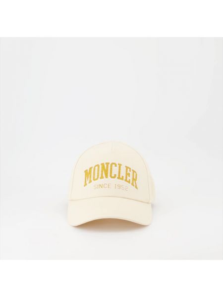 Gorra con bordado de algodón Moncler beige
